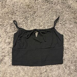 Aeropostale Black Tie-Front Crop Top
